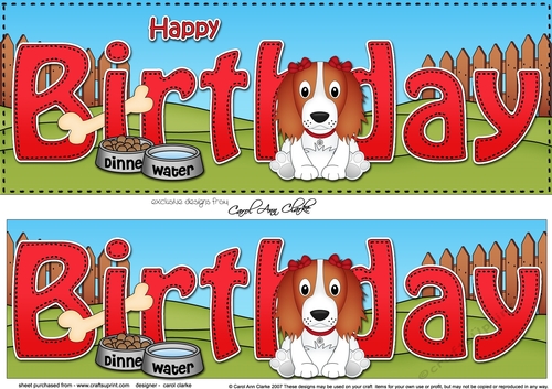 Large DL HAPPY BIRTHDAY 3D decoupage with Spinger Spaniel Dog