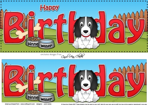 Large DL HAPPY BIRTHDAY 3D decoupage with Spinger Spaniel Dog