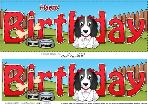 Large DL HAPPY BIRTHDAY 3D decoupage with Spinger Spaniel Dog