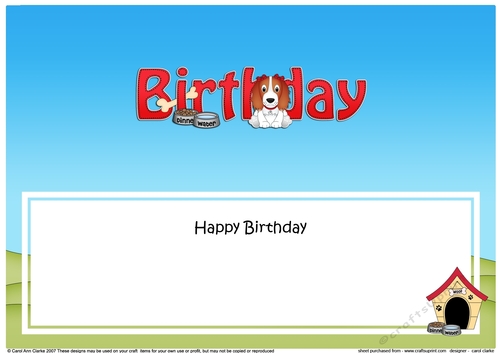 Large DL HAPPY BIRTHDAY insert with Spinger Spaniel Dog