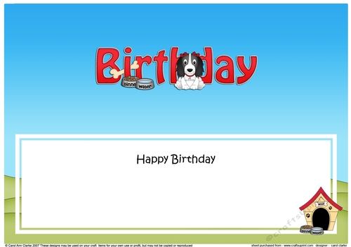 Large DL HAPPY BIRTHDAY insert with Spinger Spaniel Dog