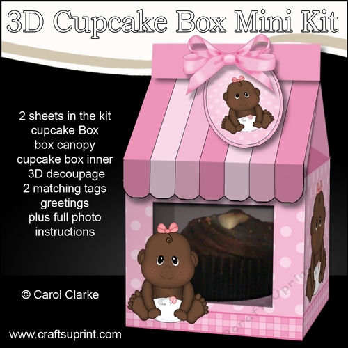 3D Mini Milk Carton Cupcake Treat Box Mini Kit - Cute Little Ethnic Baby Girl