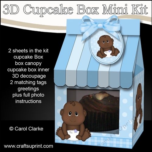 3D Mini Milk Carton Cupcake Treat Box Mini Kit - Cute Little Ethnic Baby Boy