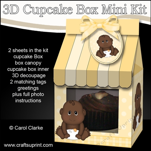 3D Mini Milk Carton Cupcake Treat Box Mini Kit - Cute Little Ethnic Baby