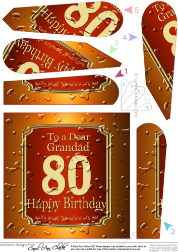 80th Birthday Grandad Beer Label Fan Pyramage Topper