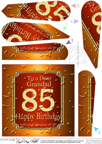 85th Birthday Grandad Beer Label Fan Pyramage Topper