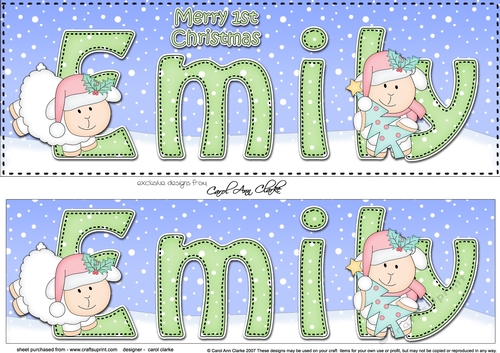 Large DL Merry 1st Christmas EMILY 3D decoupage