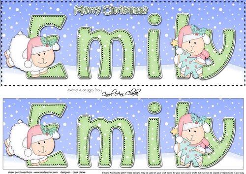 Large DL Merry Christmas EMILY 3D decoupage