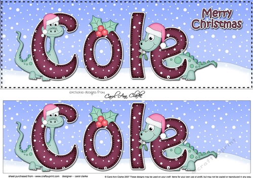 Large DL Merry Christmas COLE 3D decoupage