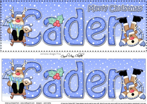 Large DL Merry Christmas CADEN 3D decoupage