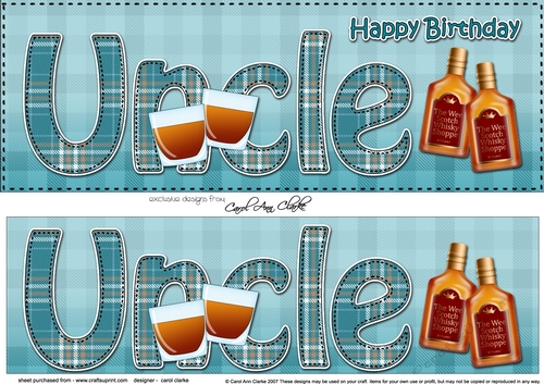 Large DL Happy Birthday UNCLE 3D decoupage with Tartan