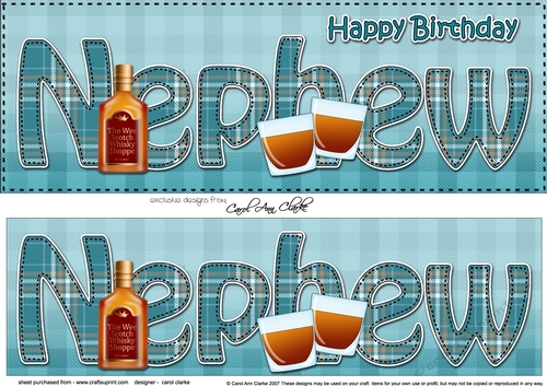 Large DL Happy Birthday NEPHEW 3D decoupage with Tartan