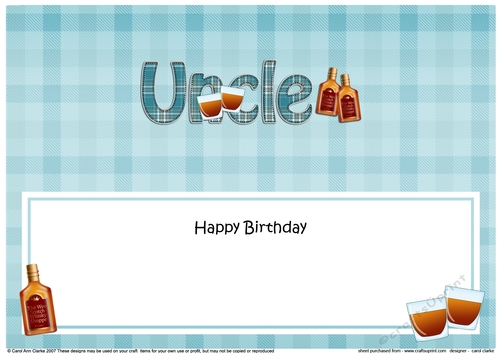 Large DL Happy Birthday UNCLE insert with Tartan