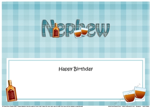 Large DL Happy Birthday NEPHEW insert with Tartan