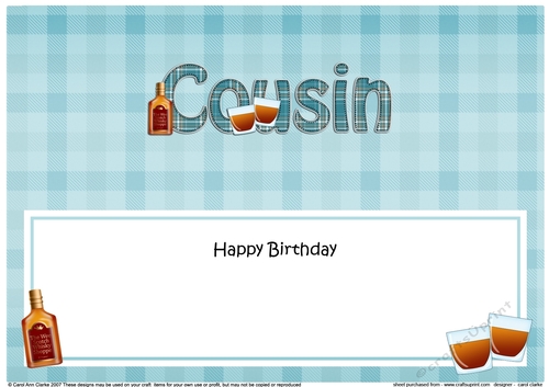 Large DL Happy Birthday COUSIN insert with Tartan