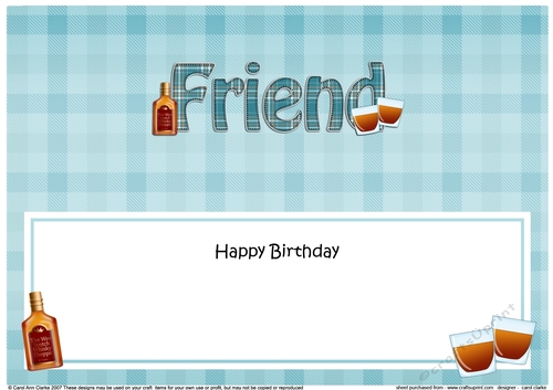 Large DL Happy Birthday FRIEND insert with Tartan