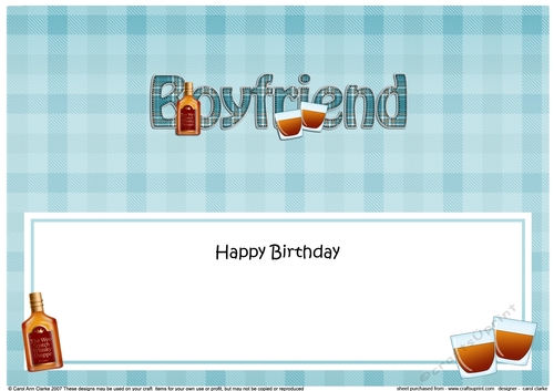 Large DL Happy Birthday BOYFRIEND insert with Tartan