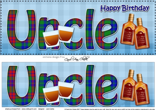 Large DL Happy Birthday UNCLE 3D decoupage with Tartan