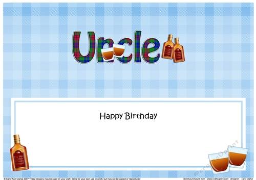 Large DL Happy Birthday UNCLE insert with Tartan