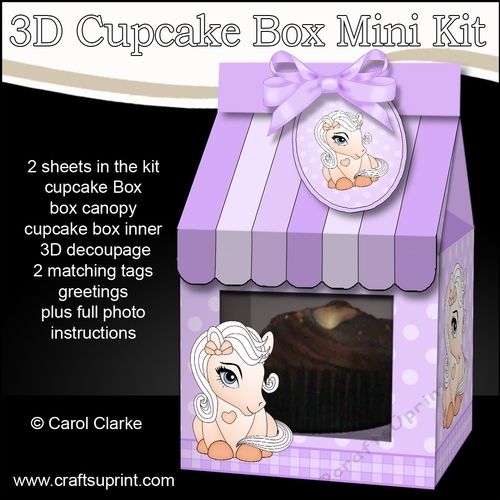 3D Mini Milk Carton Cupcake Treat Box Mini Kit - Cute Little Pony 