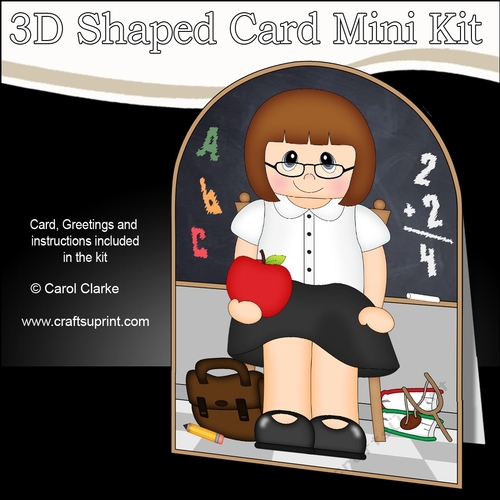 3D Shaped Card Kit - Cute School Teacher