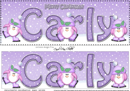 Large DL Merry Christmas CARLY 3D decoupage
