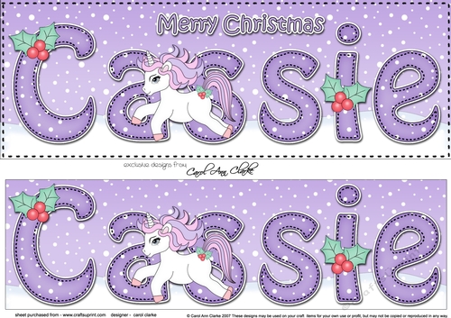 Large DL Merry Christmas CASSIE 3D decoupage