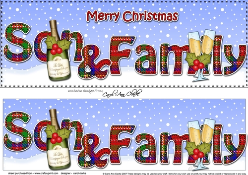 Large DL Merry Christmas SON & FAMILY 3D decoupage with Champagne