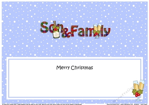 Large DL Merry Christmas SON & FAMILY insert with Champagne