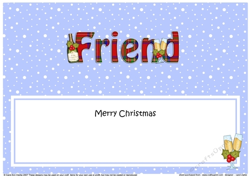 Large DL Merry Christmas FRIEND insert with Champagne
