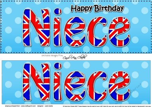 Large DL Happy Birthday NIECE 3D decoupage UK Union Jack