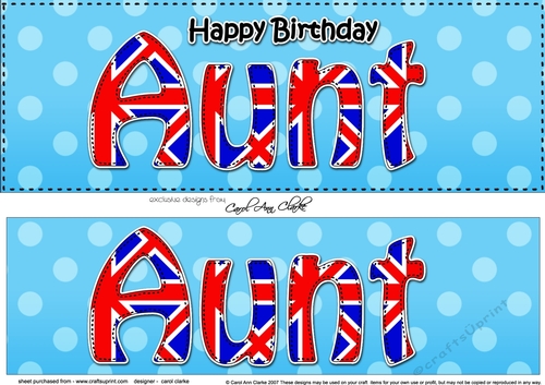 Large DL Happy Birthday AUNT 3D decoupage UK Union Jack