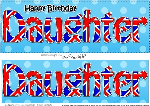 Large DL Happy Birthday DAUGHTER 3D decoupage UK Union Jack