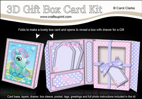 3D Cute Little Pony Gift Box Card Kit 3d Decoupage