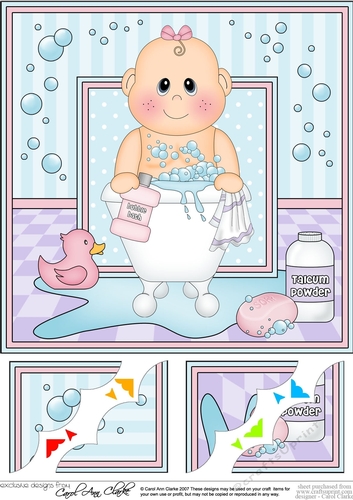 8 x 8 Scalloped Corner Topper - Bathtub Buddies Cute Little Baby Girl