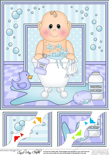 8 x 8 Scalloped Corner Topper - Bathtub Buddies Cute Little Baby Boy