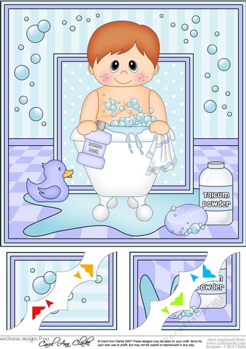 8 x 8 Scalloped Corner Topper - Bathtub Buddies Cute Little Toddler Boy