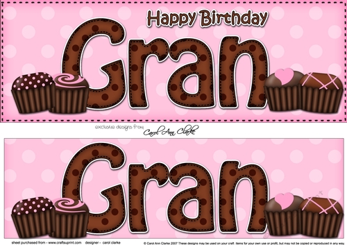 Large DL Happy Birthday GRAN 3D decoupage with Chocolates