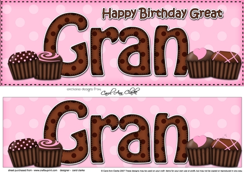 Large DL Happy Birthday GREAT GRAN 3D decoupage with Chocolates