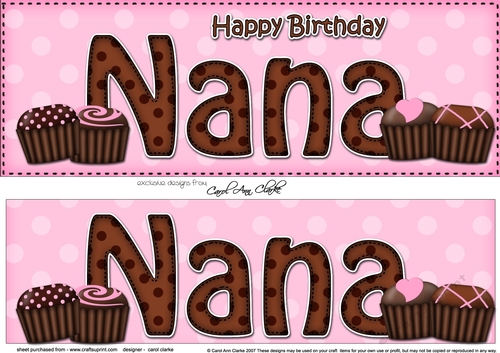 Large DL Happy Birthday NANA 3D decoupage with Chocolates
