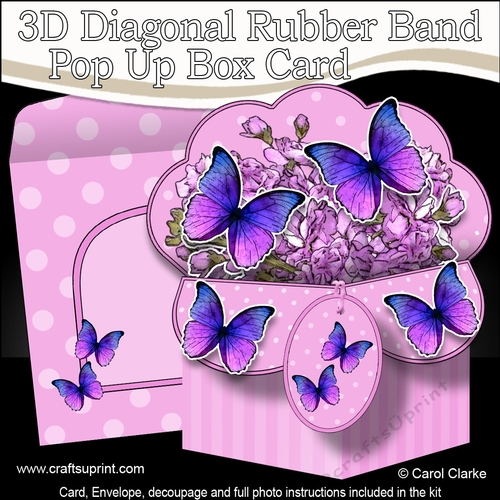 3D Diagonal Rubber Band Pop Up Box Card Kit - Pretty Flowers & Butterflies