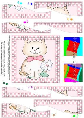 Cute Cat Card with Wavy Spiral Side Stacker