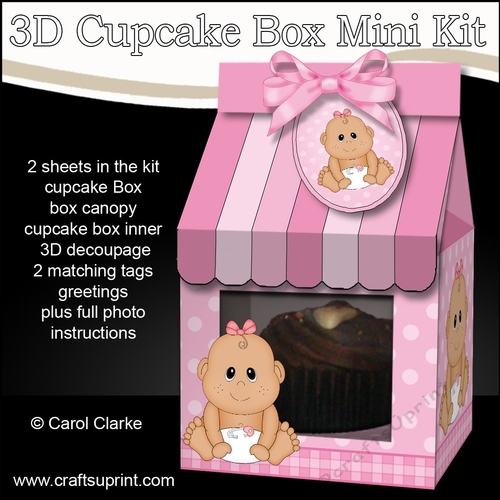 3D Mini Milk Carton Cupcake Treat Box Mini Kit - Cute Little Ethnic Baby Girl