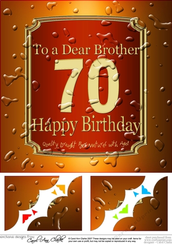8 x 8 70th Birthday Brother Beer Label Scalloped Corner