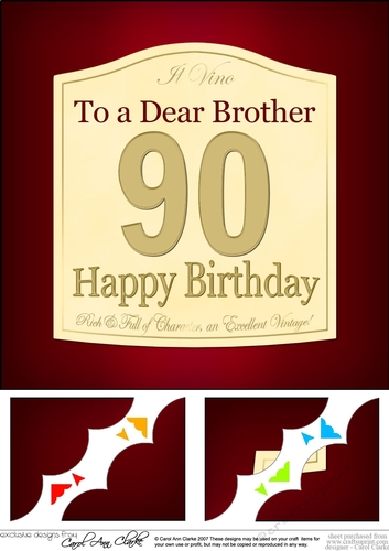 8 x 8 90th Birthday Brother Wine Label Scalloped Corner