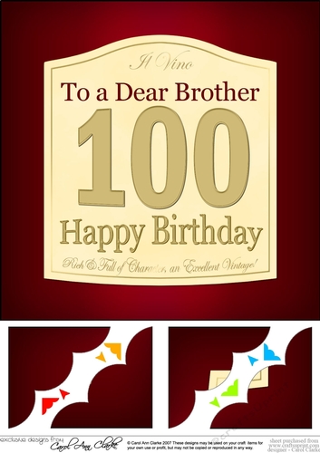 8 x 8 100th Birthday Brother Wine Label Scalloped Corner