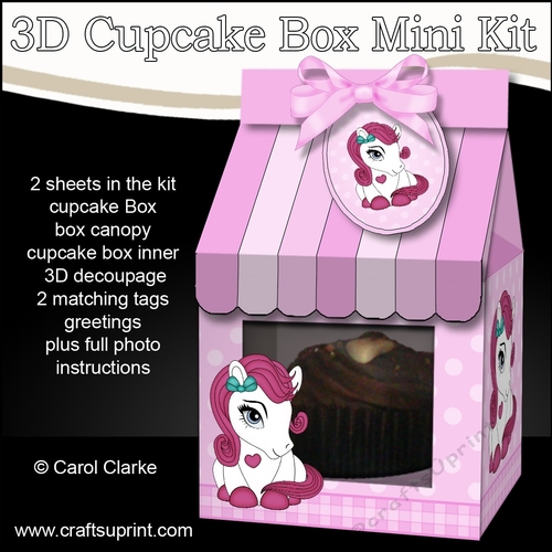 3D Mini Milk Carton Cupcake Treat Box Mini Kit - Cute Little Pony 