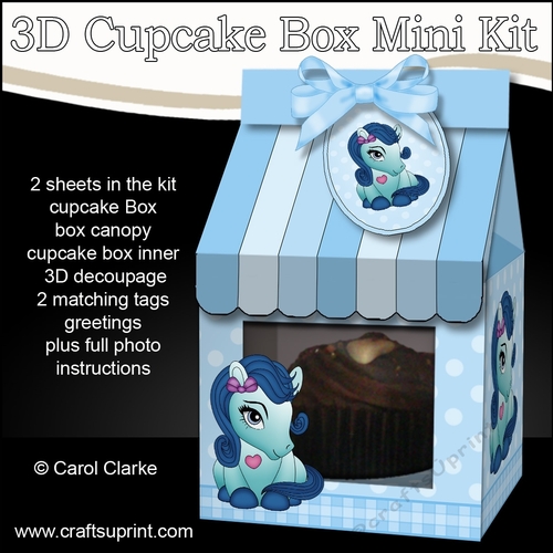 3D Mini Milk Carton Cupcake Treat Box Mini Kit - Cute Little Pony 