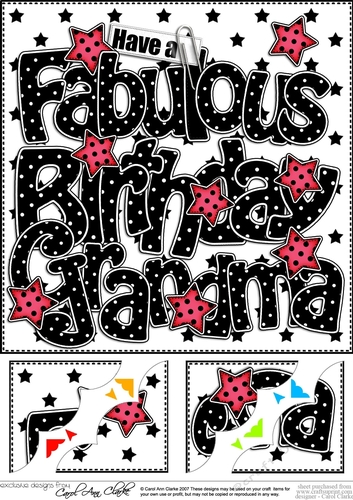 8 x 8 Have a Fabulous Birthday GRANDMA Scalloped corner Topper