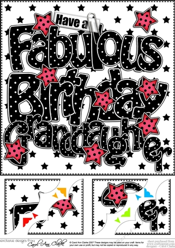 8 x 8 Have a Fabulous Birthday GRANDDAUGHTER Scalloped corner Topper